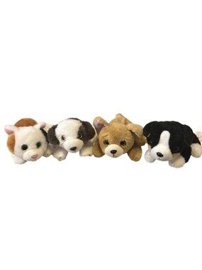 Russ Petooties Bean-Bag Plush Pets 5" Dogs & Calico Cat Green Eyes